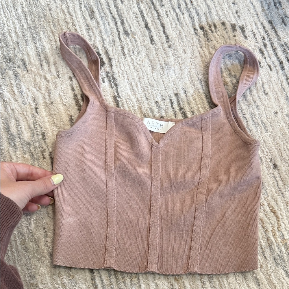 ASTR Mauve Ribbed Tank Top